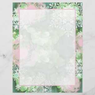 Floral Snowflake Letterhead in Pink and Green