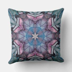 Floral Snowflake Pink Blue Green  Cushion