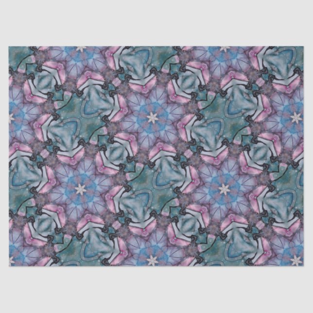 Floral Snowflake Pink Blue Green  Tissue Paper (Front)