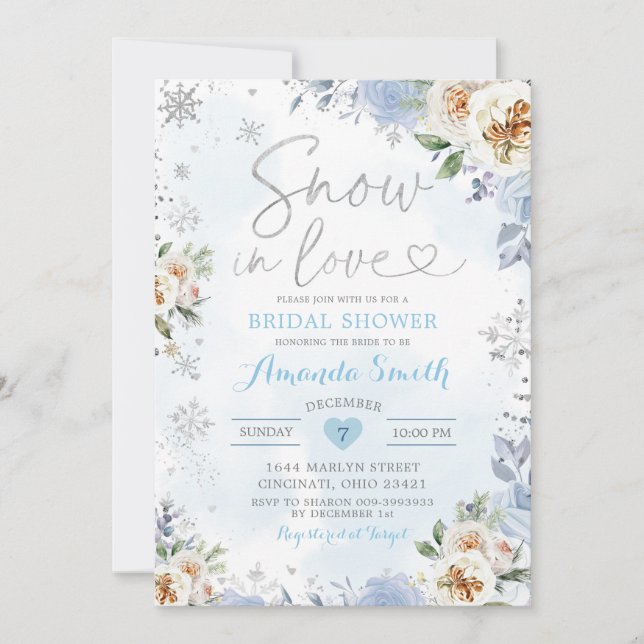 Floral Snowflake Winter Bridal Shower Invite9 Invi Invitation (Front)