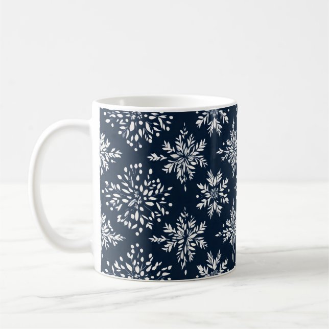 Floral Snowflakes Pattern Coffee Mug (Left)