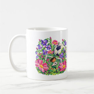 Floral Soccer Goalkeeper Purple Pink Sports Gift Coffee Mug