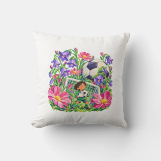Floral Soccer Goalkeeper Purple Pink Sports Gift Cushion