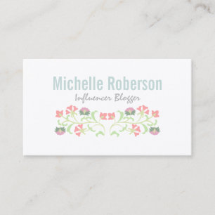 Floral social media icons business card