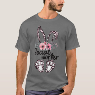 Floral Social Worker Easter Bunny Social Worker Ea T-Shirt