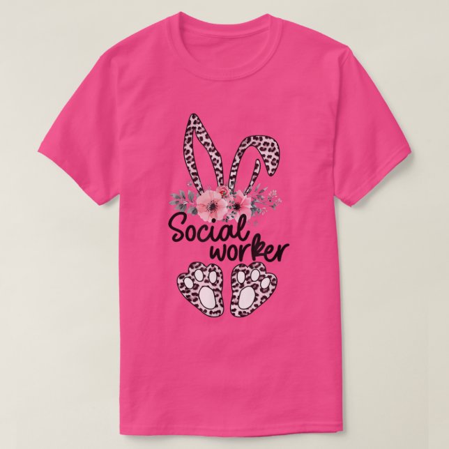 Floral Social Worker Easter Bunny Social Worker Ea T-Shirt (Design Front)