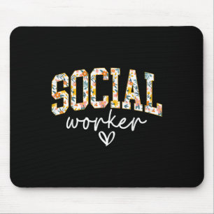 Floral Social Worker, School Counsellor, Social Wo Mouse Mat
