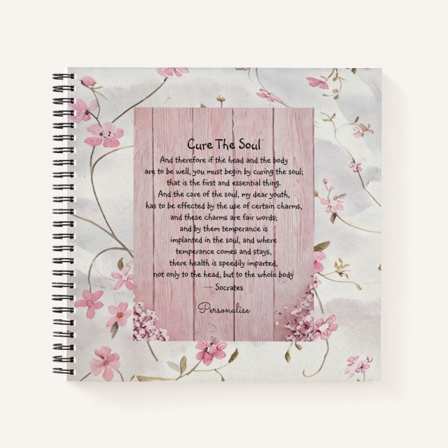 Floral Socrates Soul Health Wisdom Quote Journal (Front)