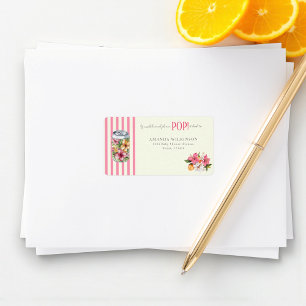 Floral Soda Can Pink Stripe Floral Design Label