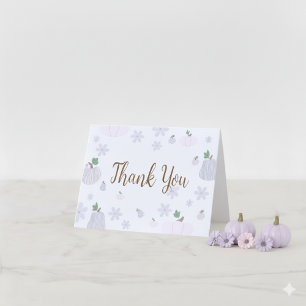 Floral Soft Blue Pumpkin Baby Shower Thank You Card