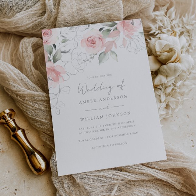 Floral Soft Blush Pink Wedding Invitation (Creator Uploaded)