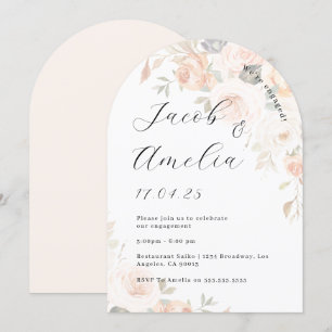 Floral Soft Burnt Orange Arch Engagement Party Invitation