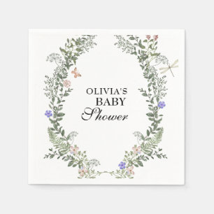 Floral Soft Green Lush Gender Neutral Baby Shower Napkin
