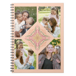 Floral Soft peach kaleidoscopic Script Best Mom  Notebook
