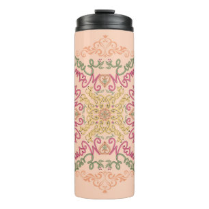 Floral Soft peach kaleidoscopic Script Best Mom Thermal Tumbler