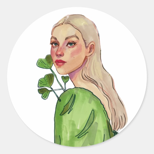 Floral softness classic round sticker (Front)