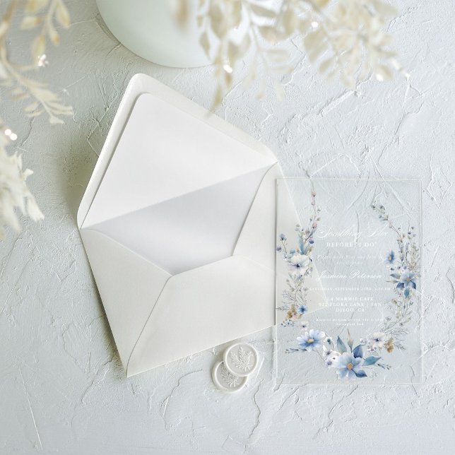 Floral Something blue before i do Bridal Shower Acrylic Invitations (Creator Uploaded)