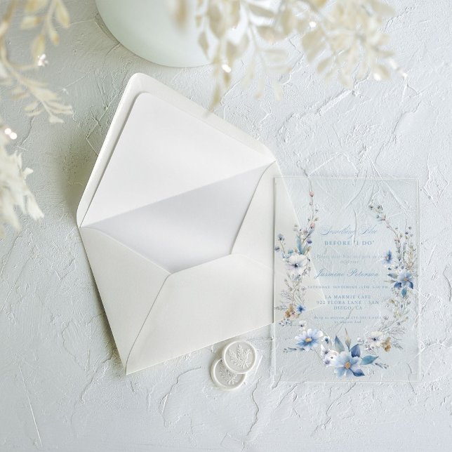 Floral Something blue before i do Bridal Shower Acrylic Invitations (Creator Uploaded)