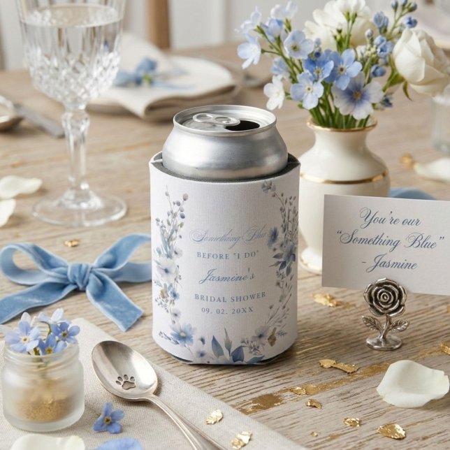 Floral Something blue before i do Bridal Shower Can Cooler (Creator Uploaded)