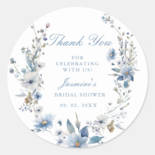 Floral Something blue before i do Bridal Shower Classic Round Sticker