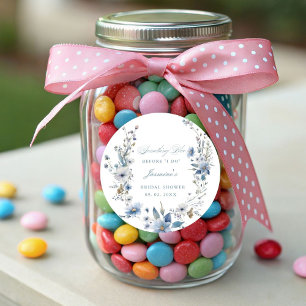 Floral Something blue before i do Bridal Shower Classic Round Sticker