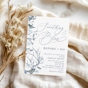 Floral Something Blue Before I do Bridal Shower Invitation