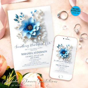 Floral Something Blue Before I do Bridal Shower Invitation