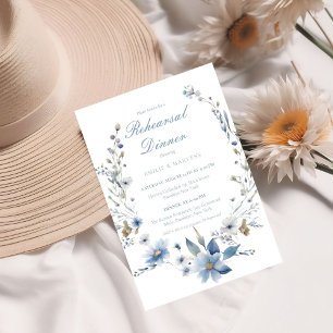 Floral Something blue before i do Rehearsal Dinner Invitation