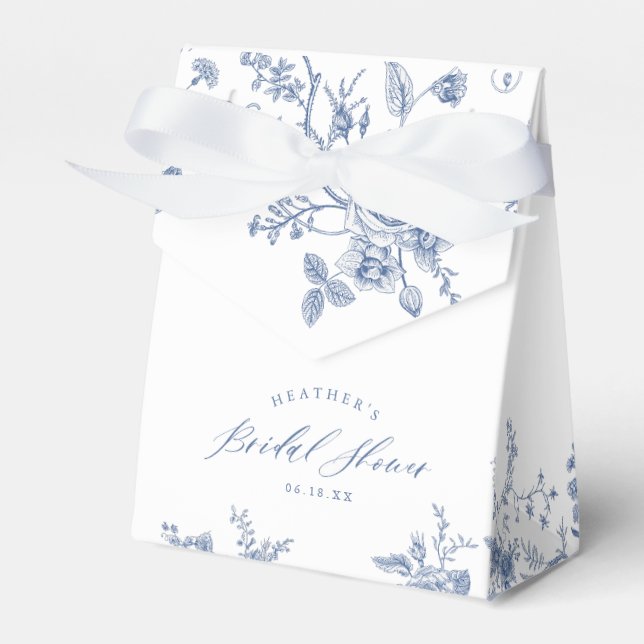 Floral Something Blue Bridal Shower Favour Box (Front Side)