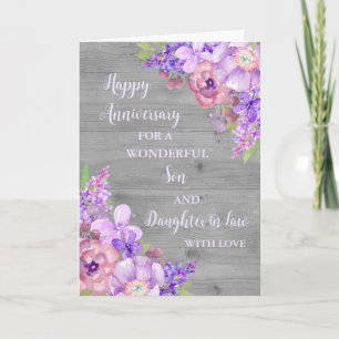 Floral Son & Daughter in Law Wedding Anniversary Card