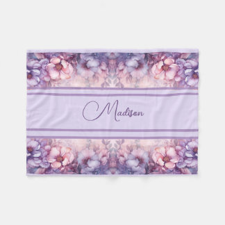 Floral soothing pink design fleece blanket