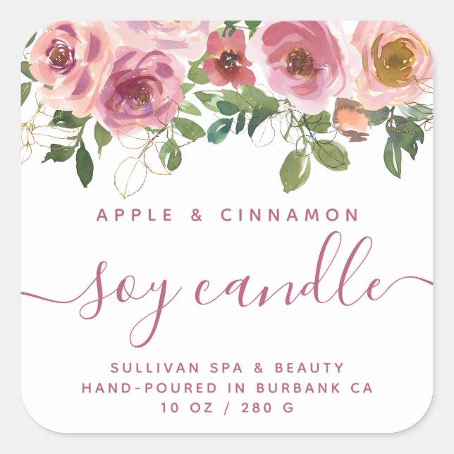 Floral Soy Candle Label (Front)