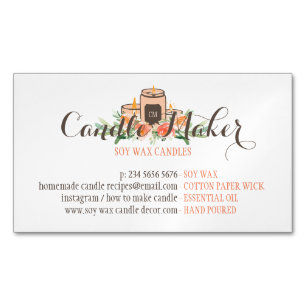 Floral Soy Wax Candle Handmade Customisable Magnetic Business Card