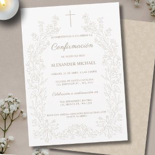  Floral Spanish Cross Confirmation Confirmacion Invitation