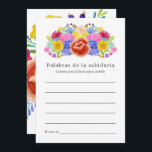 Floral Spanish Fiesta Bridal Shower Advice Card<br><div class="desc">Watercolor floral fiesta bridal shower advice cards designed to be quickly and easily customised in Spanish.</div>