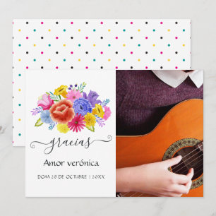 Floral Spanish Fiesta Quinceañera Photo Thank You