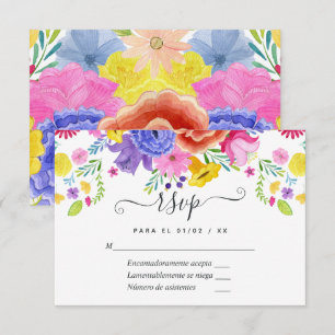 Floral Spanish Fiesta Wedding RSVP Card