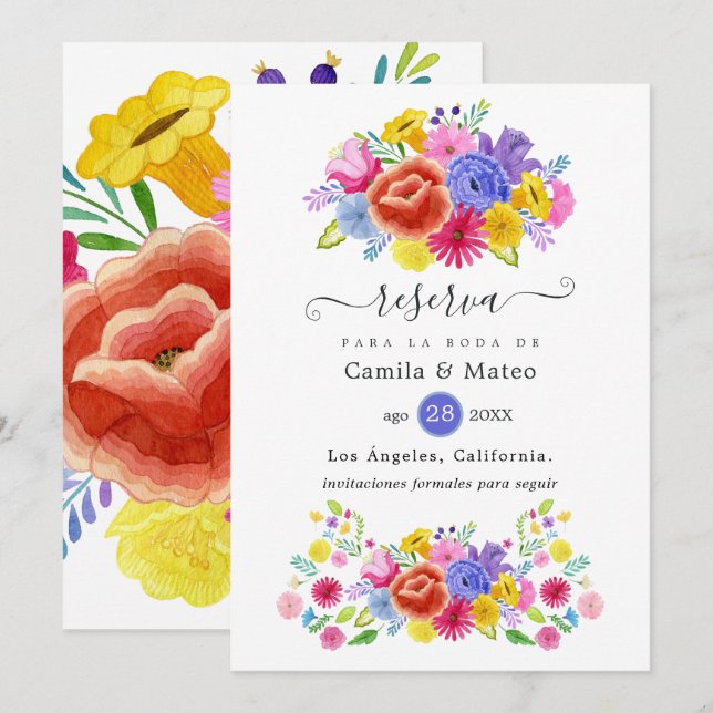 Floral Spanish Fiesta Wedding Save The Date (Front/Back)