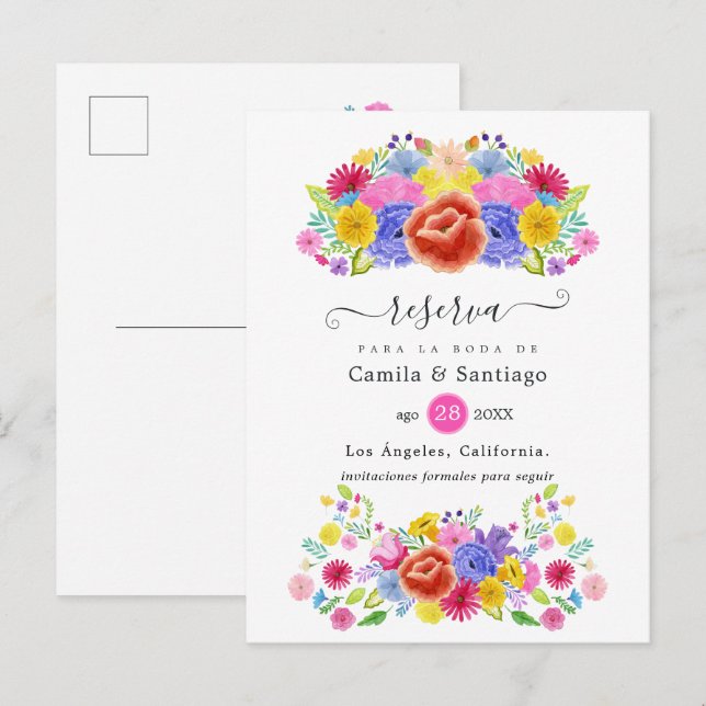 Floral Spanish Fiesta Wedding Save the Date Announcement Postcard (Front/Back)