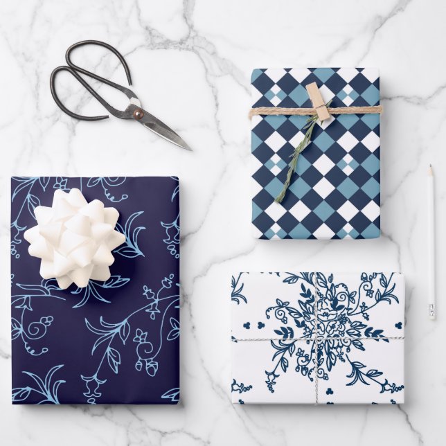 Floral Spanish Tile Collection Wrapping Paper Sheet (Front)