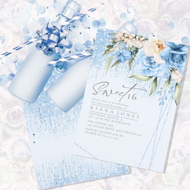Floral Sparkles Sweet Sixteen Blue ID912 (Creator Uploaded)