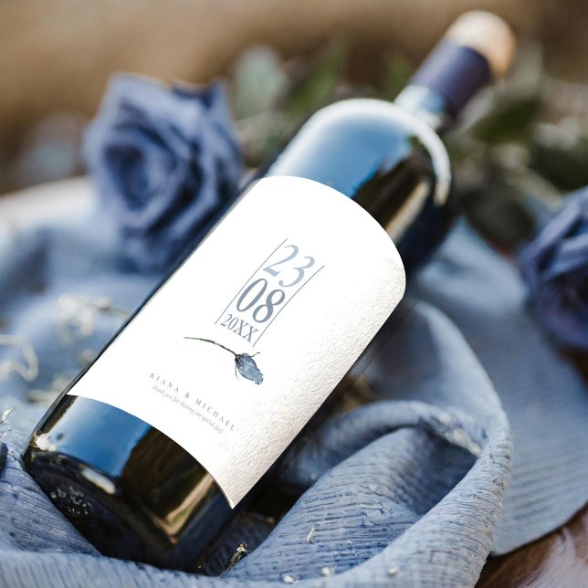 Floral Sparkles Wedding Dusty Blue ID889 Wine Label (Creator Uploaded)