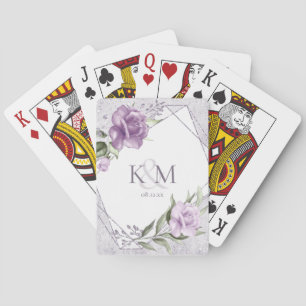 Floral Sparkles Wedding Initials Mauve ID889 Playing Cards