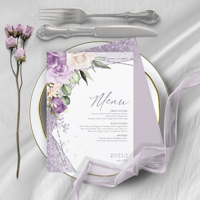 Floral Sparkles Wedding Menu1 Mauve ID889 (Creator Uploaded)