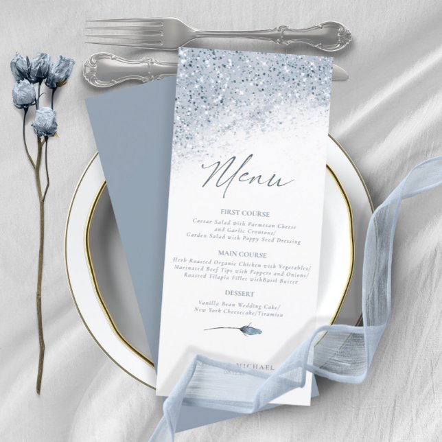 Floral Sparkles Wedding Menu2 Blue ID889 (Creator Uploaded)