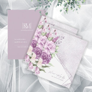 Floral Sparkles Wedding RSVP Mauve ID889 Card