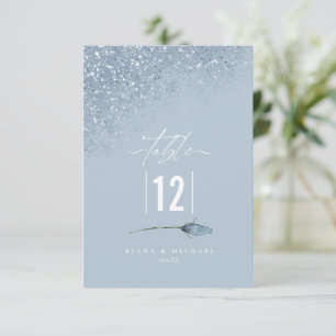 Floral Sparkles Wedding Table Number Blue ID889