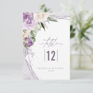 Floral Sparkles Wedding Table Number Mauve ID889