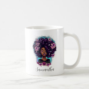 Floral Sparkling Afro Woman Coffee Mug