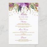 Floral Sparkling Amethyst Wedding Dinner Menu<br><div class="desc">Matching collection in the Little Bayleigh store! We have used artwork from: www.createthecut.com</div>